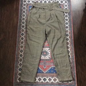 Wild Fable Plaid Paperbag Pants with Belt